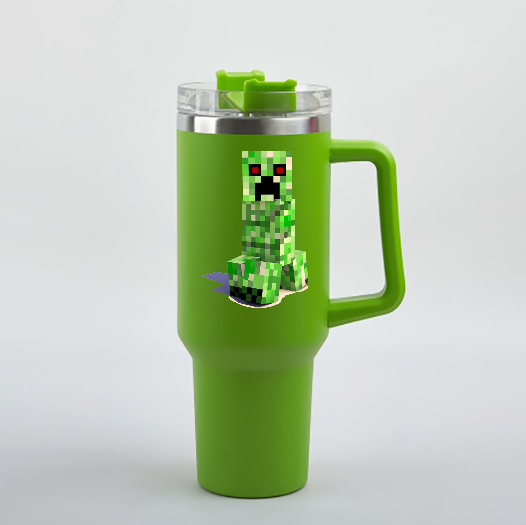 （画像用） マインクラフト ブロックの世界 Minecraft MC Block world 1200mL車用タンブラー - クリスタルステッカー（プラスチックストロー付き）